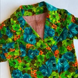 Rare Vintage 60’s 70’s Velvet Blue Floral Flower Power Maxi Coat Women’s Small‎